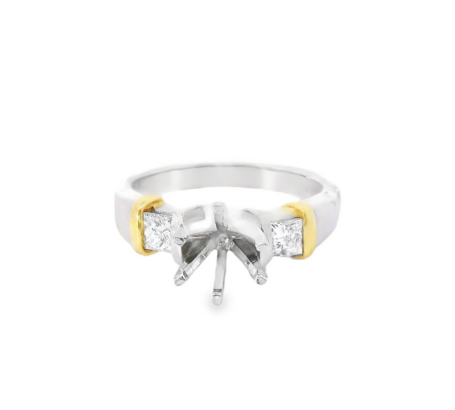 Two-Tone Platinum And 18K Yellow Gold Semi-mount Ring