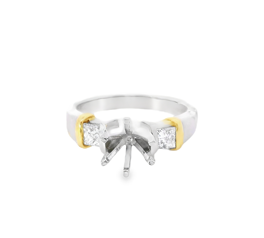 Two-Tone Platinum And 18K Yellow Gold Semi-mount Ring