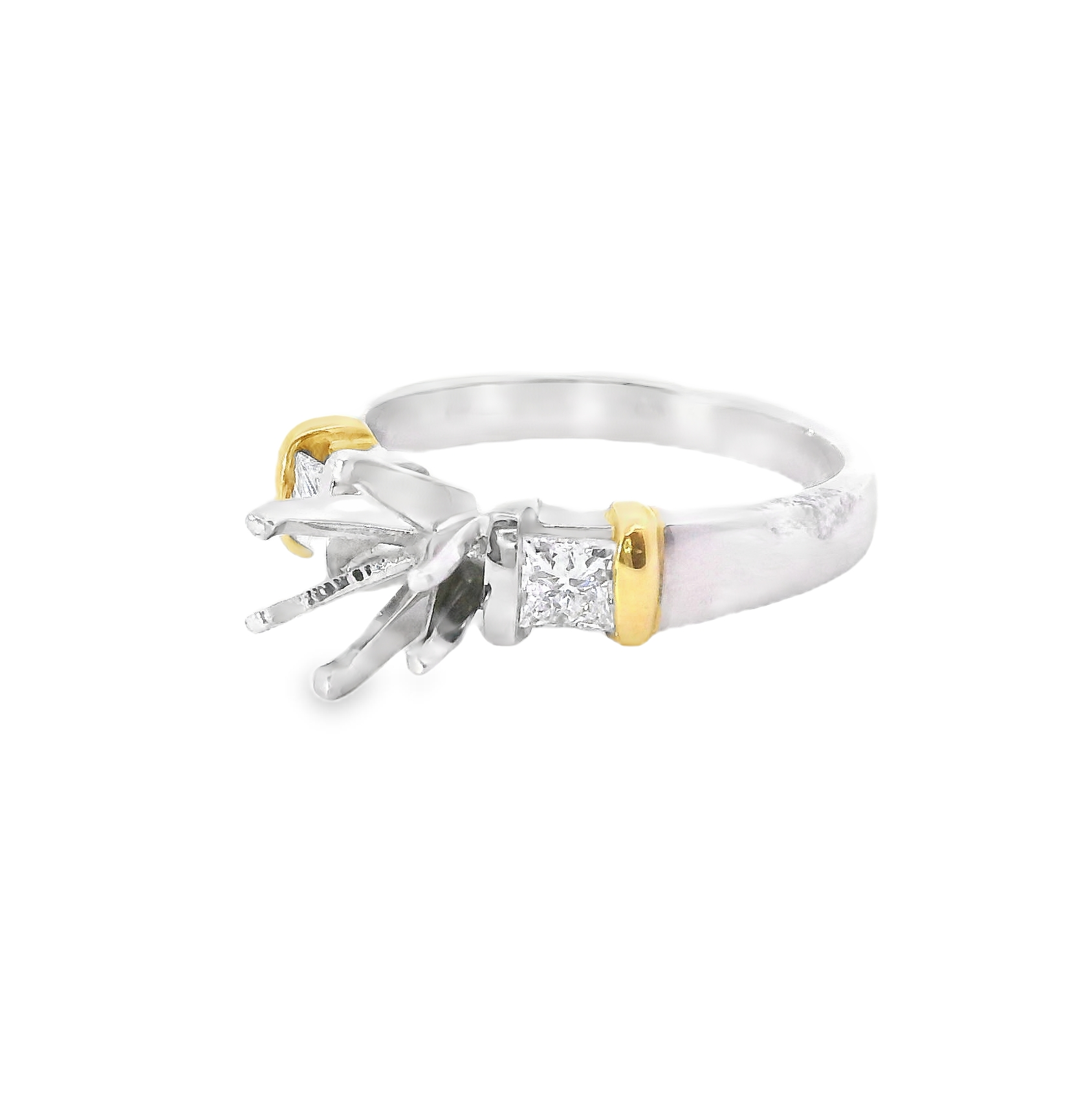 Two-Tone Platinum And 18K Yellow Gold Semi-mount Ring