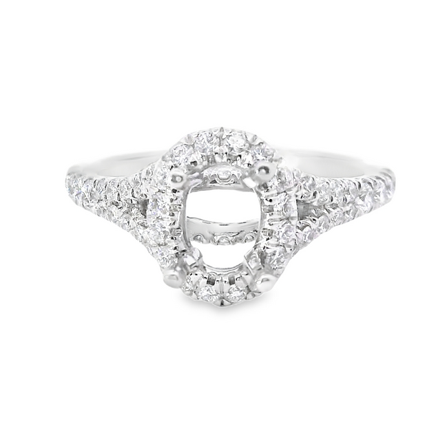 14K White Gold .60 CTTW Diamond Semi-mount Ring