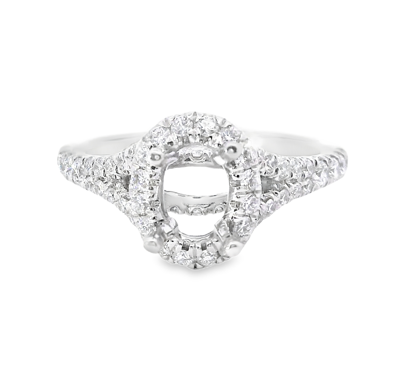 14K White Gold .60 CTTW Diamond Semi-mount Ring