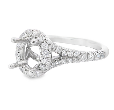 14K White Gold .60 CTTW Diamond Semi-mount Ring