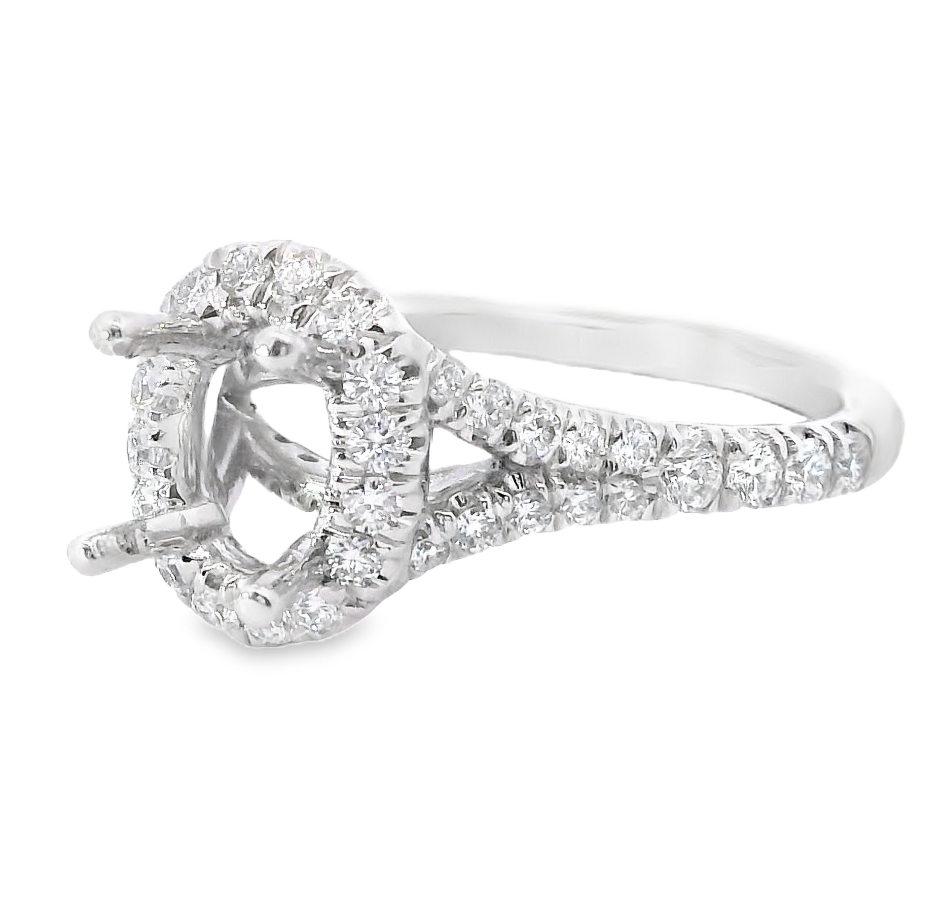 14K White Gold .60 CTTW Diamond Semi-mount Ring