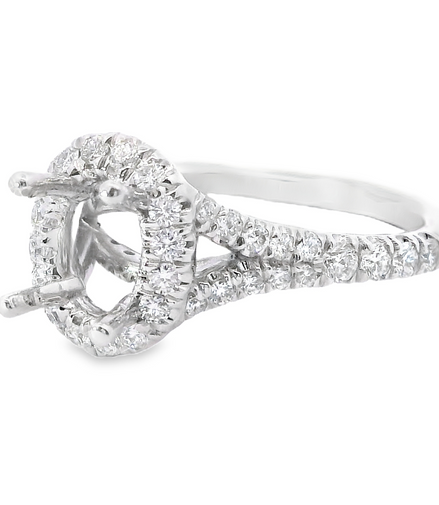 14K White Gold .60 CTTW Diamond Semi-mount Ring