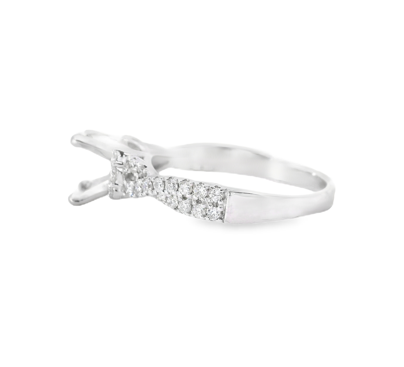14K White Gold And 0.50 CTW Diamond Twist Semi-Mount Engagement Ring