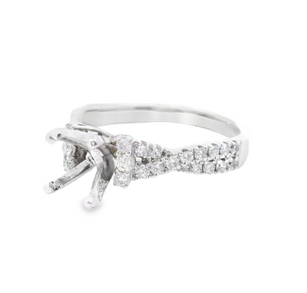 14K White Gold And 0.50 CTW Diamond Twist Semi-Mount Engagement Ring