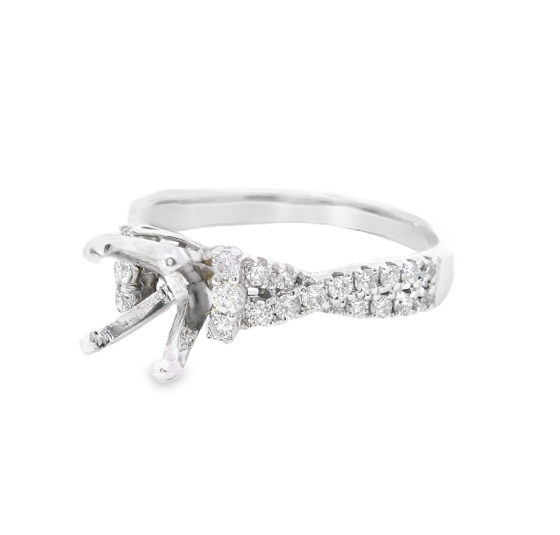 14K White Gold And 0.50 CTW Diamond Twist Semi-Mount Engagement Ring