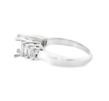 14K White Gold And 0.62 CTW Baguette Diamond Semi-Mount Engagement  Ring