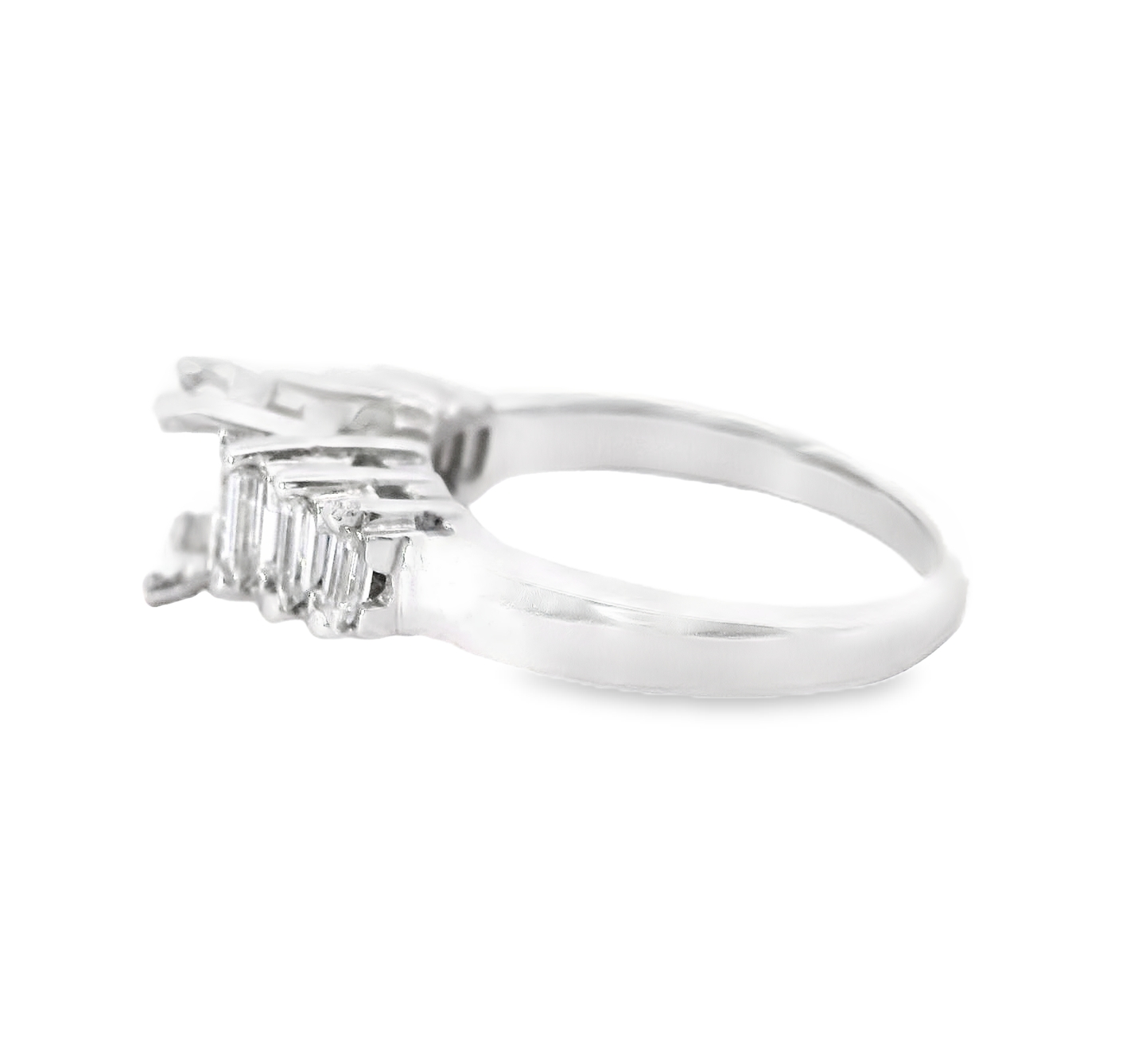 14K White Gold And 0.62 CTW Baguette Diamond Semi-Mount Engagement  Ring