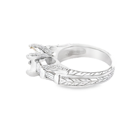 14K White Gold And 0.81 CTW Diamond Semi-Mount Engagement Ring