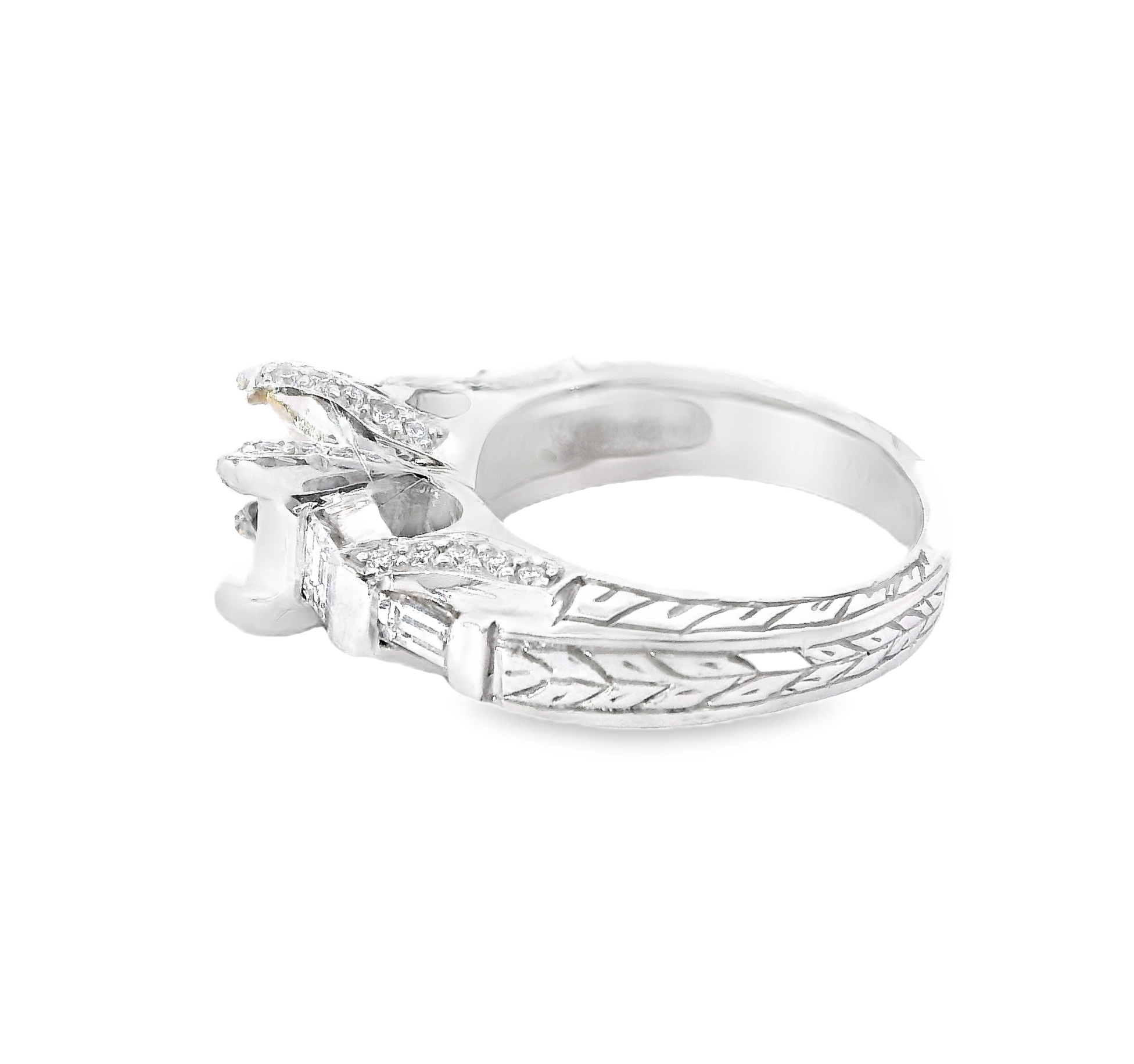 14K White Gold And 0.81 CTW Diamond Semi-Mount Engagement Ring