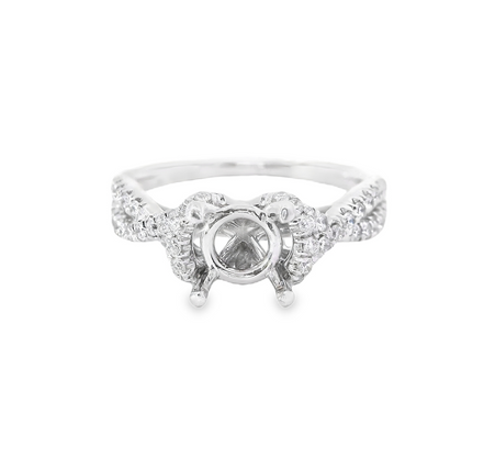 14K White Gold Diamond Semi-Mount Halo Engagement Ring