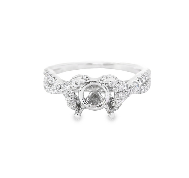 14K White Gold Diamond Semi-Mount Halo Engagement Ring