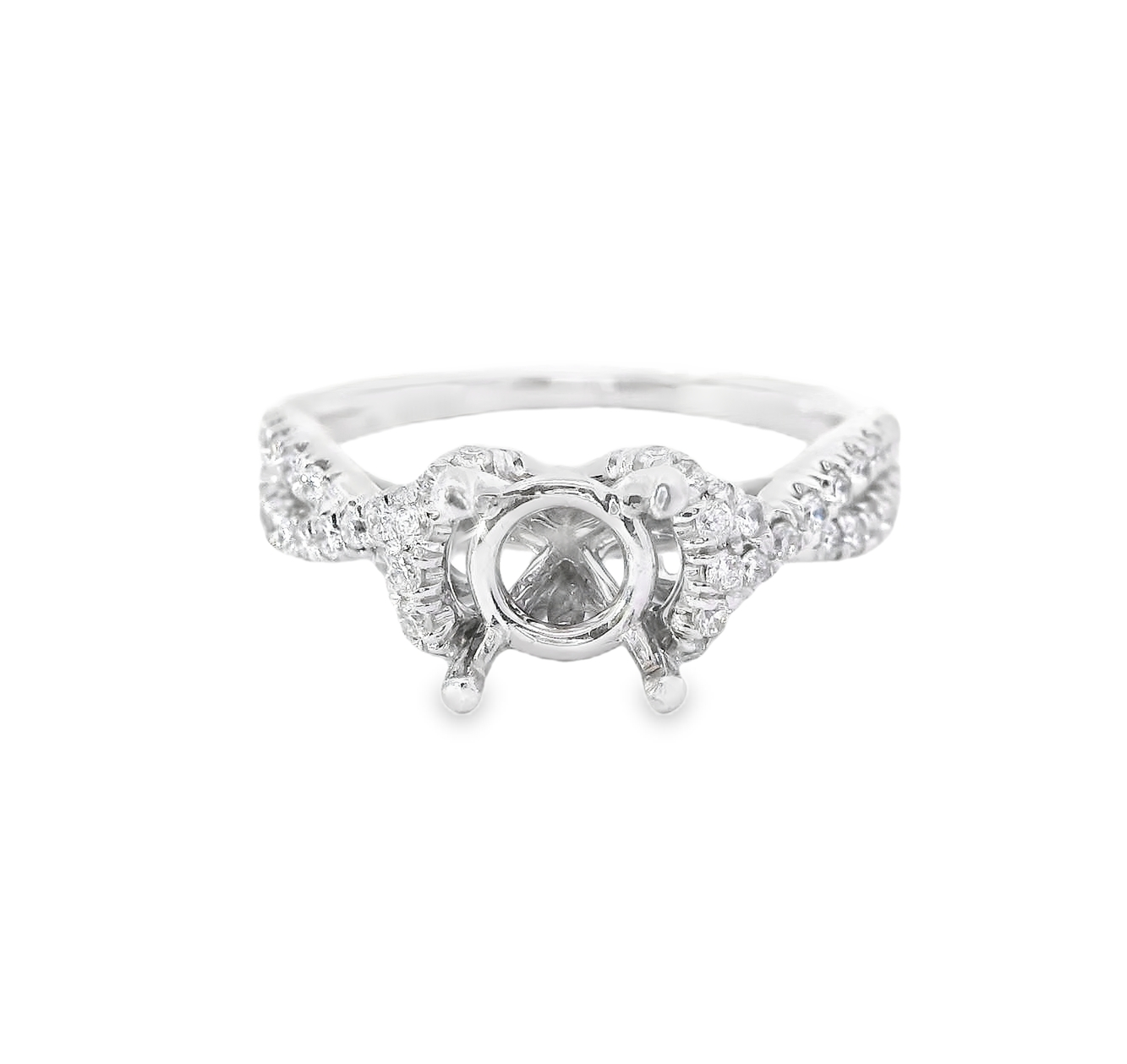 14K White Gold Diamond Semi-Mount Halo Engagement Ring