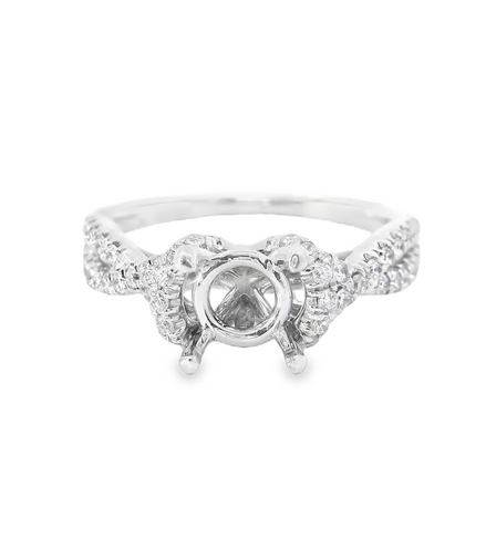 14K White Gold Diamond Semi-Mount Halo Engagement Ring