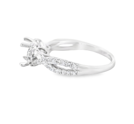 14K White Gold Diamond Semi-Mount Halo Engagement Ring