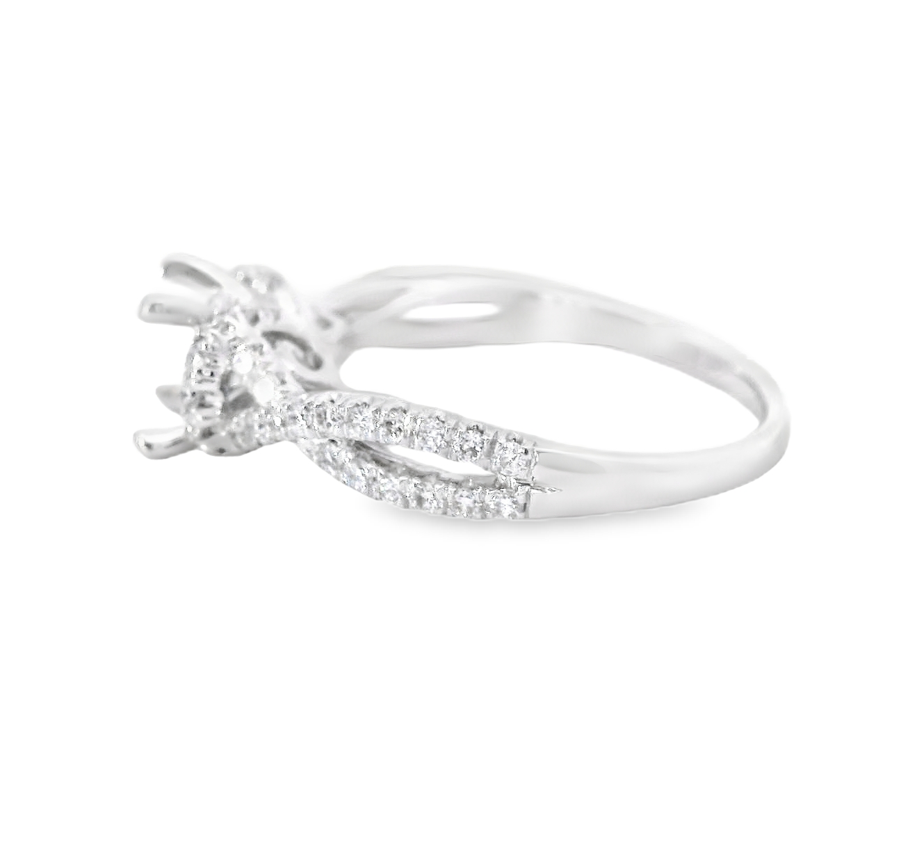 14K White Gold Diamond Semi-Mount Halo Engagement Ring