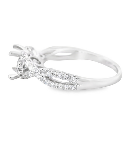14K White Gold Diamond Semi-Mount Halo Engagement Ring