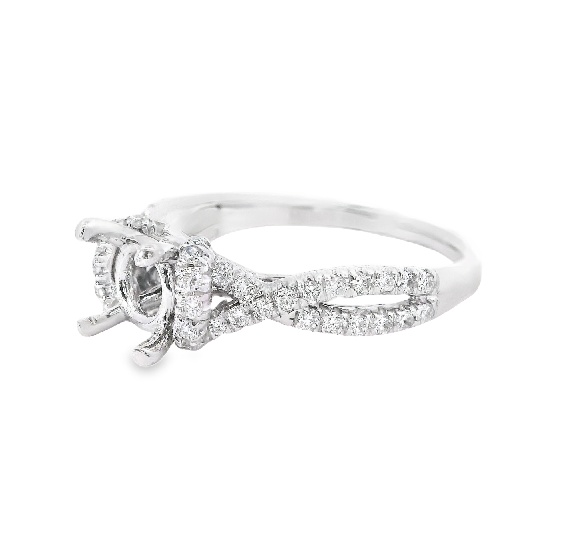 14K White Gold Diamond Semi-Mount Halo Engagement Ring