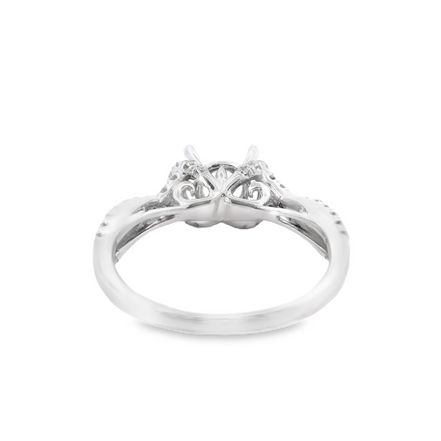 14K White Gold Diamond Semi-Mount Halo Engagement Ring