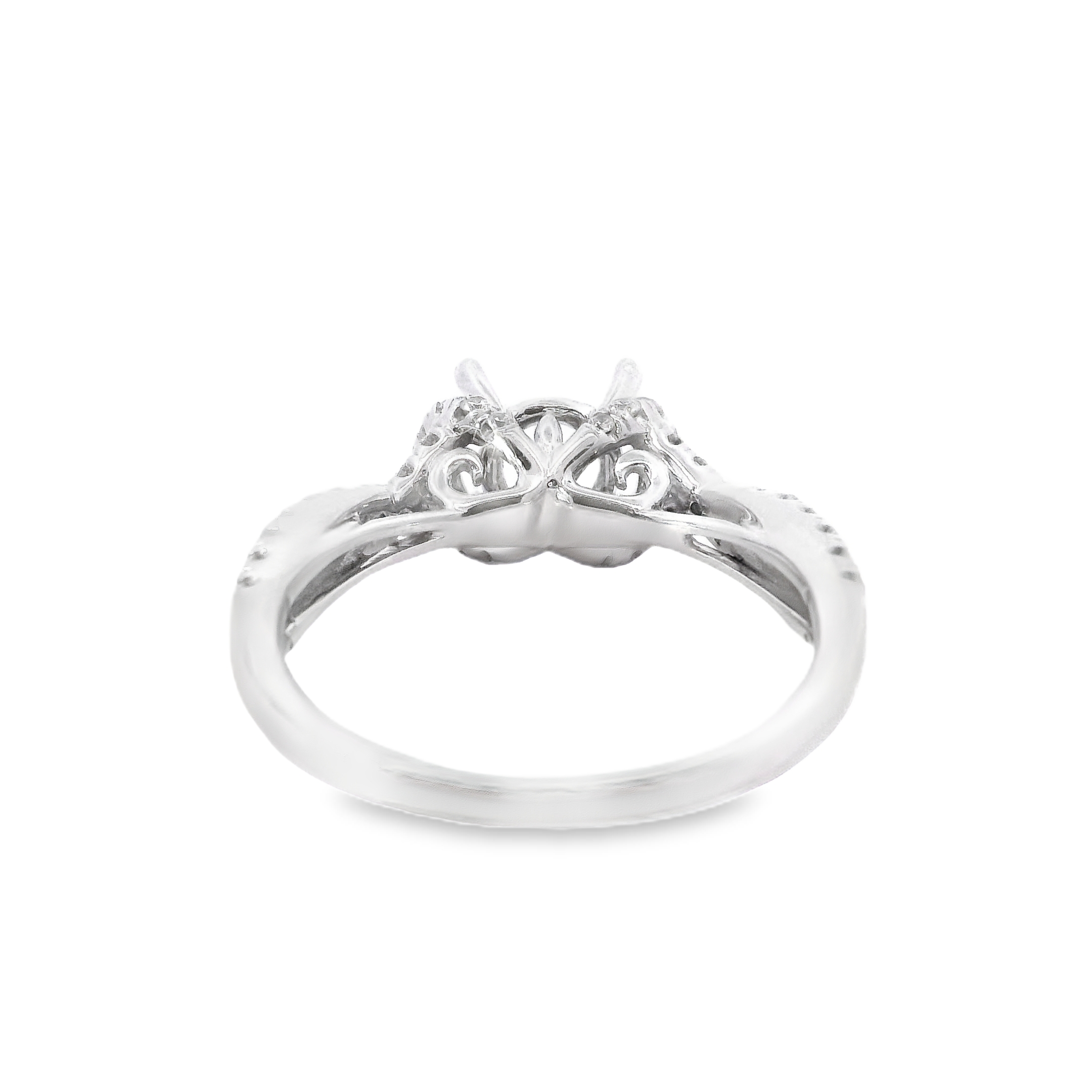 14K White Gold Diamond Semi-Mount Halo Engagement Ring