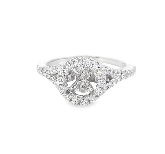 14K White Gold Diamond Semi-Mount Engagement Ring