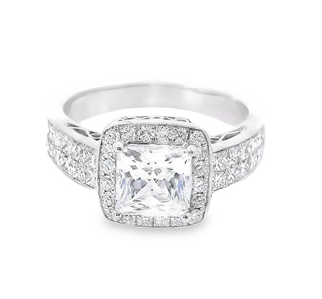 18k White Gold .79 cttw Diamond Semimount Engagement Ring