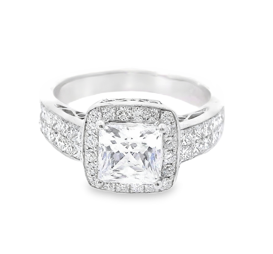 18k White Gold .79 cttw Diamond Semimount Engagement Ring