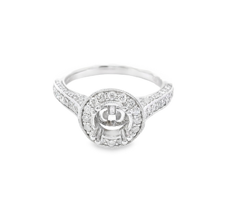 14K White Gold Diamond Semi-mount Engagement Ring