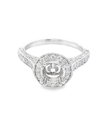 14K White Gold Diamond Semi-mount Engagement Ring