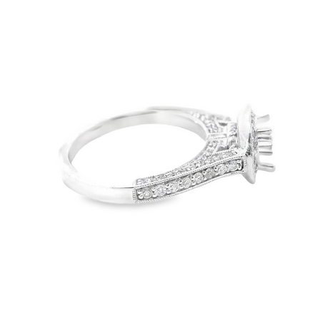 14K White Gold Diamond Semi-mount Engagement Ring