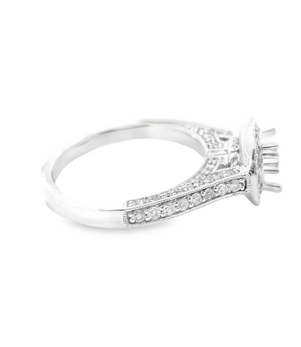 14K White Gold Diamond Semi-mount Engagement Ring