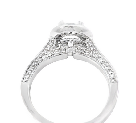 14K White Gold Diamond Semi-mount Engagement Ring