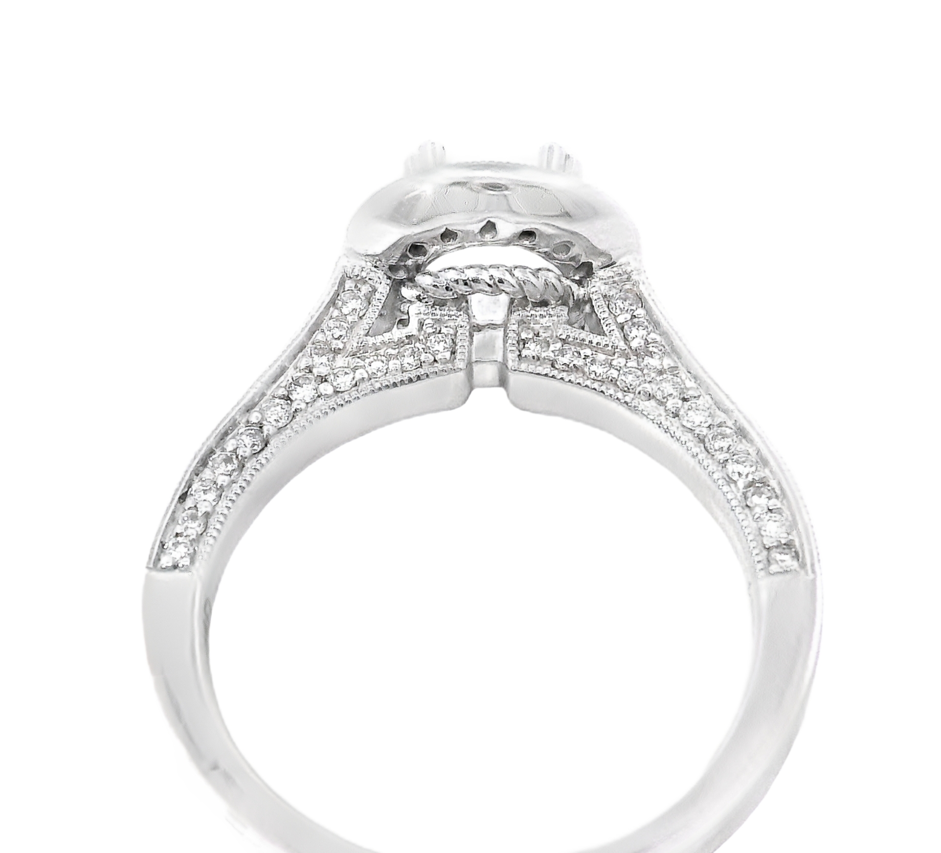 14K White Gold Diamond Semi-mount Engagement Ring