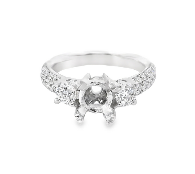 18K White Gold Semi-Mount Engagement Ring