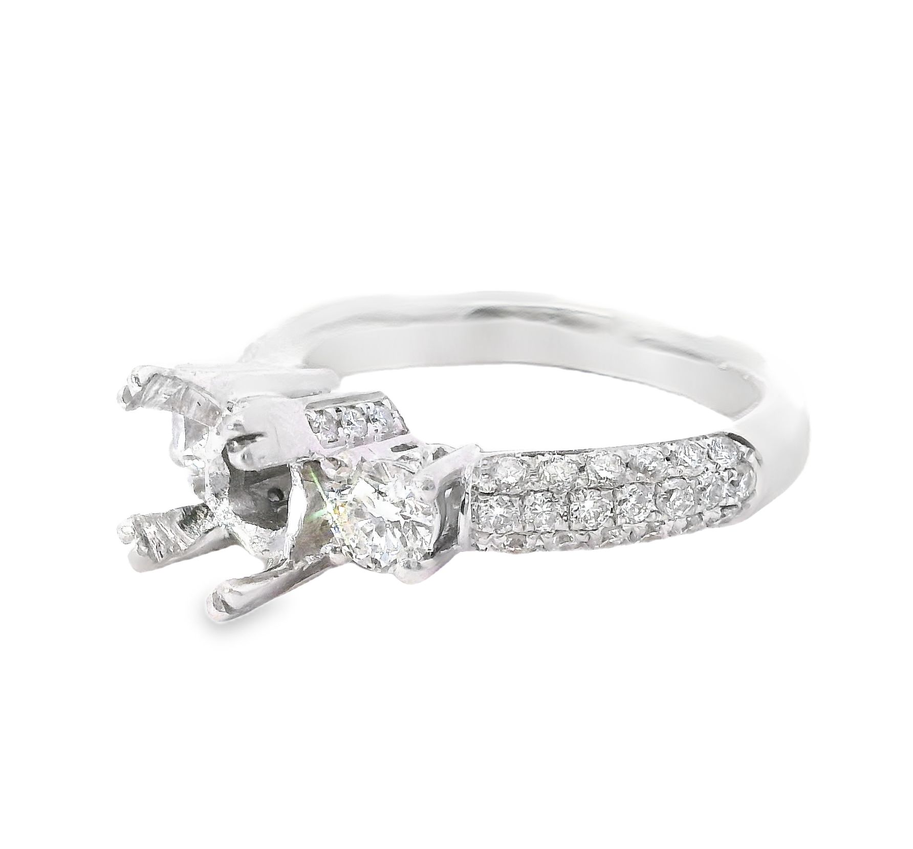 18K White Gold Semi-Mount Engagement Ring