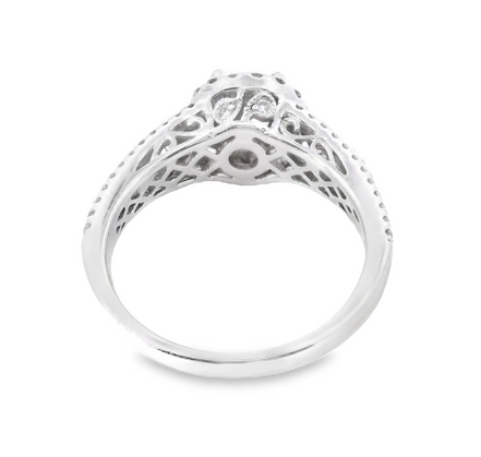 14K White Gold Halo Diamond Semi-Mount Engagement Ring