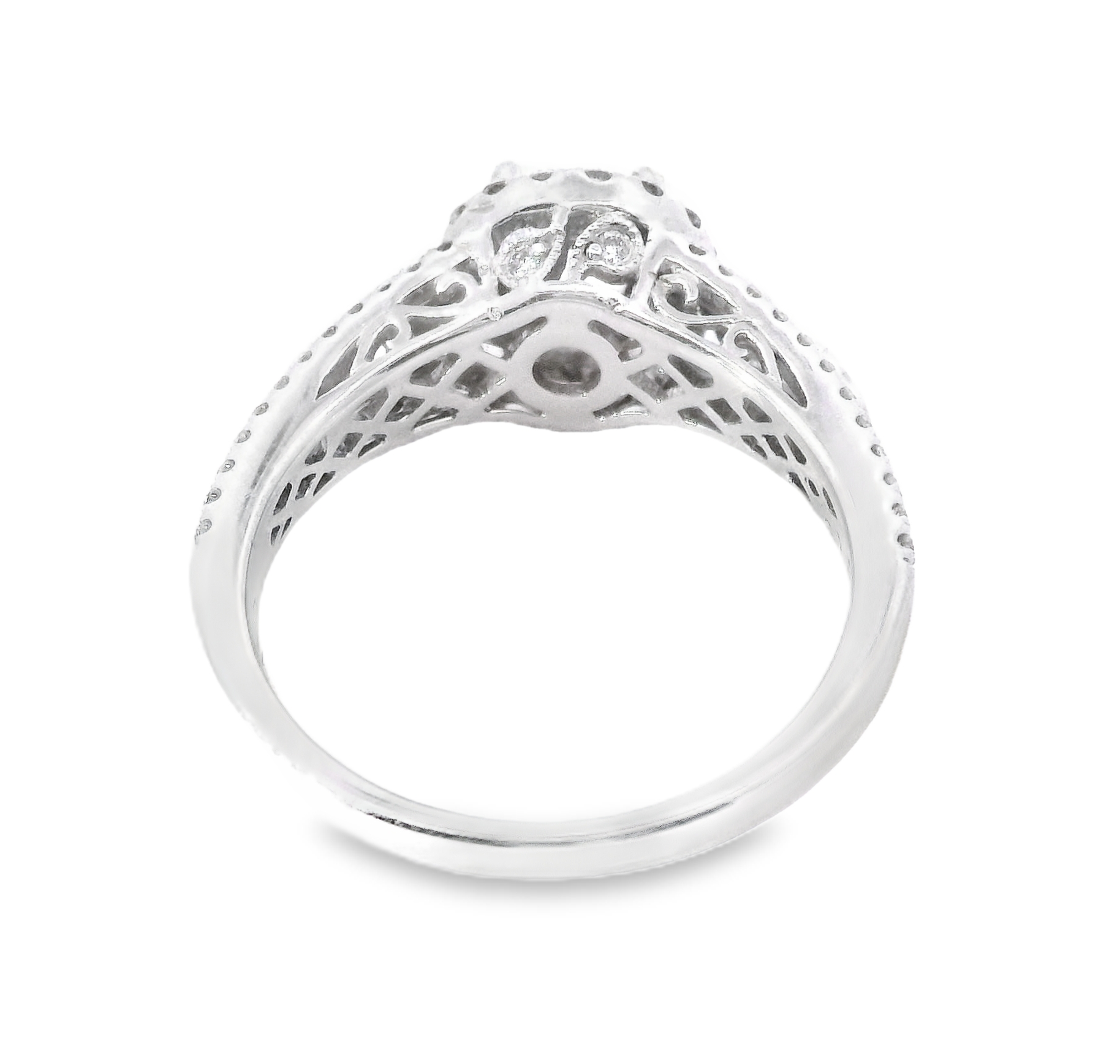 14K White Gold Halo Diamond Semi-Mount Engagement Ring