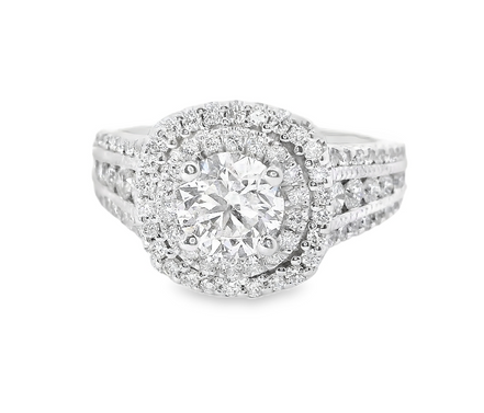 14K White Gold .85 CT Diamond Remount Double Halo Ring