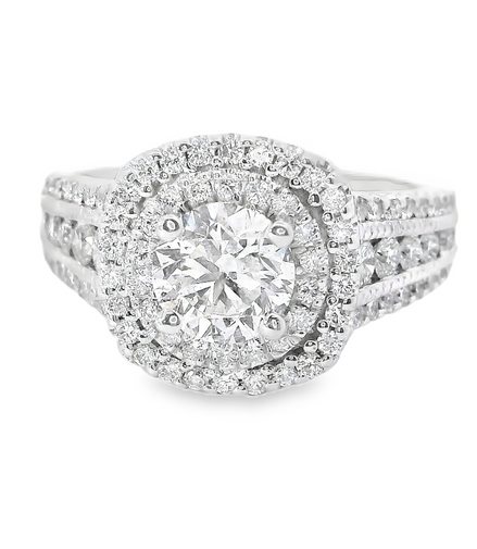 14K White Gold .85 CT Diamond Remount Double Halo Ring