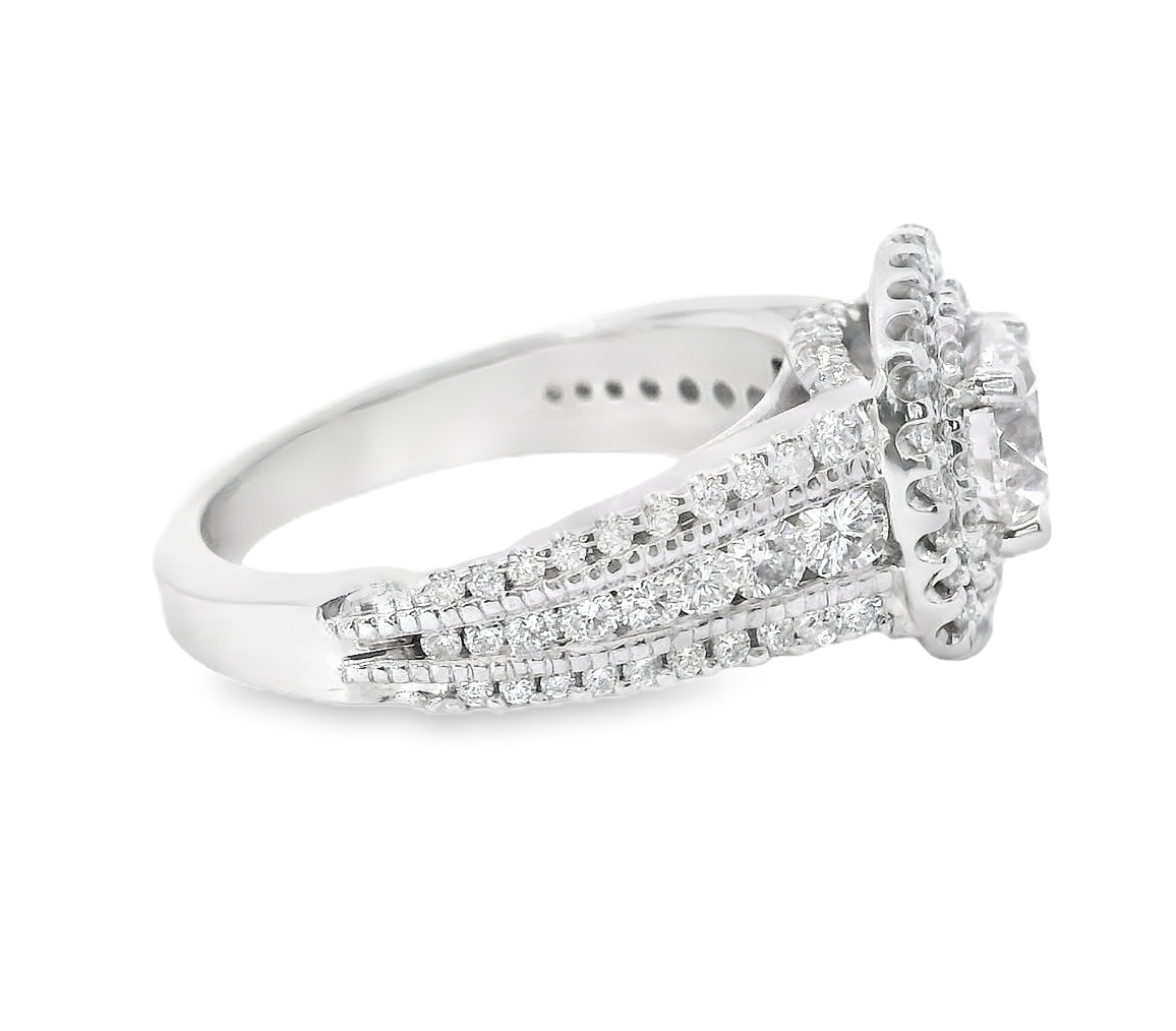 14K White Gold .85 CT Diamond Remount Double Halo Ring