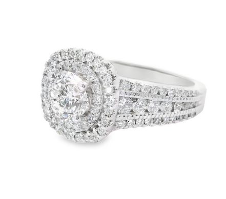 14K White Gold .85 CT Diamond Remount Double Halo Ring