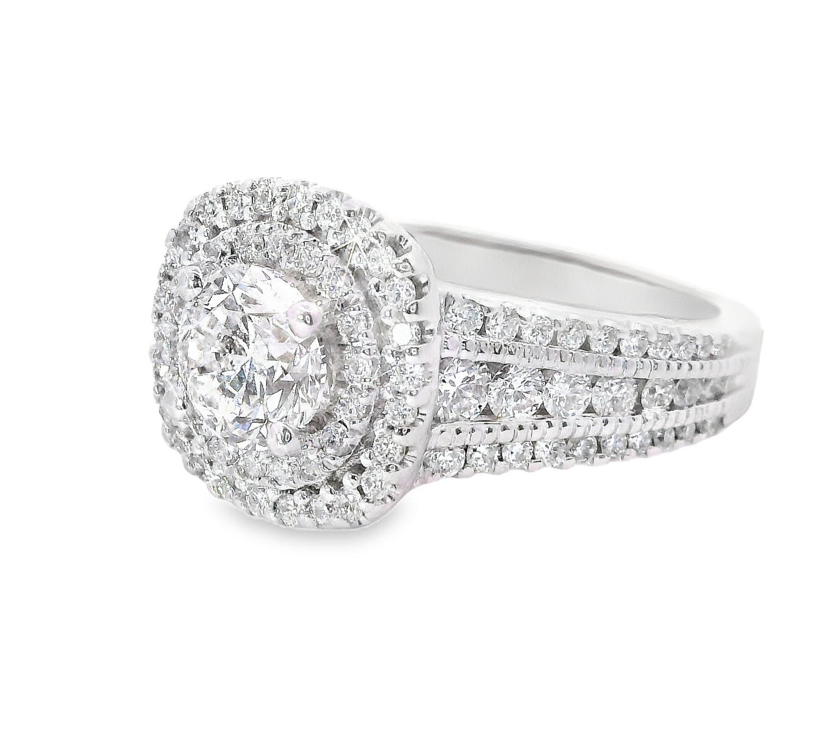 14K White Gold .85 CT Diamond Remount Double Halo Ring