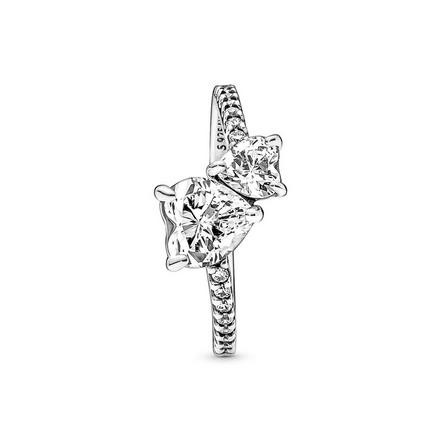 Pandora Timeless Double Heart Sparkling Ring Size 6
