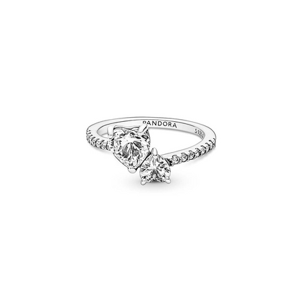 Pandora Timeless Double Heart Sparkling Ring Size 6