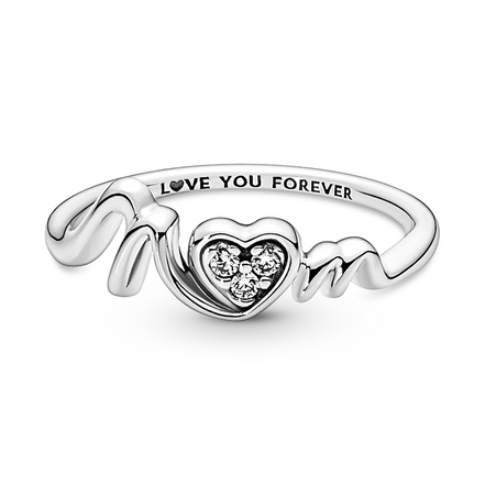 Pandora Moments Mom Pavé Heart Ring Size 6