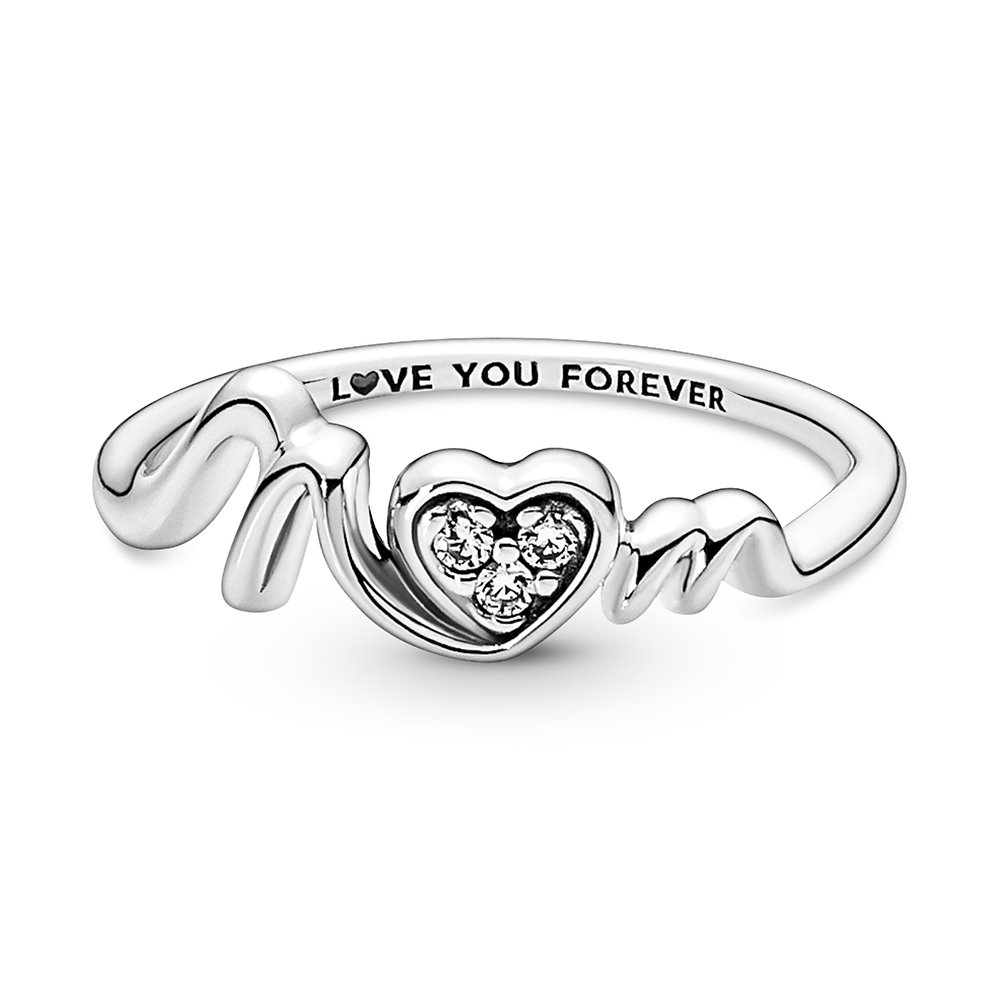 Pandora Moments Mom Pavé Heart Ring Size 6