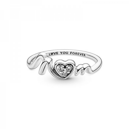 Pandora Moments Mom Pavé Heart Ring Size 5