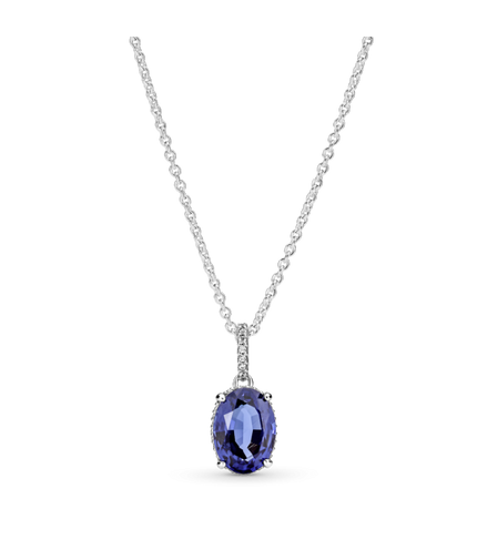 Pandora Timeless Sparkling Blue Statement Halo Pendant Necklace