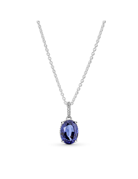 Pandora Timeless Sparkling Blue Statement Halo Pendant Necklace